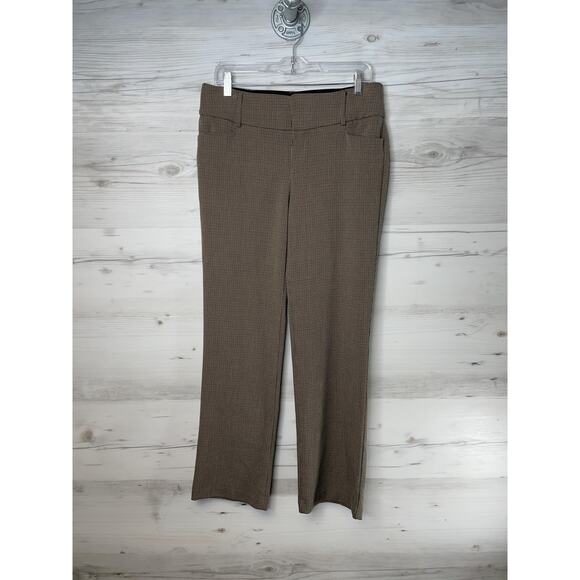 APT.9 Pants Womens 4 Brown Plaid Straight Leg Stretch Career Office Pockets - Picture 1 of 10